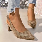 Sandalias de tacón alto de diseñador de marca para mujer, verano 2025, zapatos de fiesta con punta fina y tiras en el tobillo, tacones finos, tallas grandes - Imagen 6