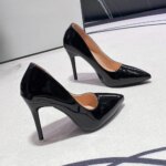 Zapatos de Tacón Alto Negros y Elegantes con Suela Delgada de 6cm, 8cm y 10cm, Estilo Clásico para Oficina, Zapatos de Trabajo Negros para Mujer, Tallas Grandes hasta 43 - Imagen 4