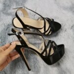 LOSLANDIFEN 2026 NUEVAS Sandalias de Tacón Alto con Plataforma de 14CM, Sandalias Sexys con Correa en el Tobillo, Punta Abierta, Estilo Gladiador, para Vestido de Fiesta, Zapatos de Mujer, Talla Grande 44 - Imagen 6
