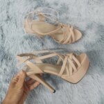 LOSLANDIFEN 2026 NUEVAS Sandalias de Tacón Alto con Plataforma de 14CM, Sandalias Sexys con Correa en el Tobillo, Punta Abierta, Estilo Gladiador, para Vestido de Fiesta, Zapatos de Mujer, Talla Grande 44 - Imagen 2