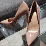 Zapatos de tacón alto de 7,5 cm y 10,5 cm para mujer, zapatos de tacón clásicos para boda y novia, zapatos de tacón bajo de cuero metálico, zapatos de oficina desnudos de aguja - Imagen 6