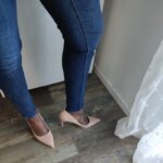 Zapatos de tacón alto de 7,5 cm y 10,5 cm para mujer, zapatos de tacón clásicos para boda y novia, zapatos de tacón bajo de cuero metálico, zapatos de oficina desnudos de aguja - Imagen 4