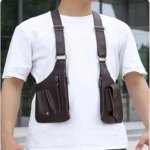 Bolsa táctica de pesca para exteriores, con múltiples bolsillos, correa doble para los hombros, diseño antirrobo, impermeable, fabricada en PU, de uso múltiple y para llevar al hombro, ideal para hombres.