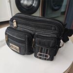 Riñonera con cremallera multicapa a la moda, bolso cruzado de pecho básico Retro de lona, bolsillo para teléfono deportivo para correr para hombre - Imagen 2
