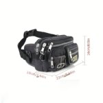 Riñonera con cremallera multicapa a la moda, bolso cruzado de pecho básico Retro de lona, bolsillo para teléfono deportivo para correr para hombre - Imagen 4