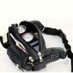 Riñonera con cremallera multicapa a la moda, bolso cruzado de pecho básico Retro de lona, bolsillo para teléfono deportivo para correr para hombre - Imagen 5