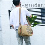 Maletines de gran capacidad, bolsos de viaje para hombre, bolsos de hombro de fin de semana con estampado de lona, bolsos de mensajero multifuncionales con solapa - Imagen 5