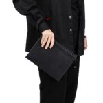 Bolsos de mano de cuero PU negro para hombre, carteras, bolso tipo sobre, bolso de negocios para hombre, bolsos de mano para teléfono, bolsos de diseñador para hombre, bolsos de pulsera - Imagen 3