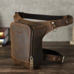 CONTACT'S-Bolso de cintura para motocicleta de cuero genuino para hombre, riñonera para cadera, Bolsa lateral para pierna, bolsa de jinete Vintage para exteriores, bolsas de viaje tácticas - Imagen 2