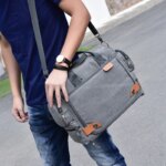 Bolsos cruzados de marca para hombre, bolsos de hombro de lona para hombre, bolsos de mensajero para niño, bolsos de hombre para viaje, bolso grande informal gris - Imagen 6