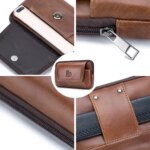 Riñonera de cuero genuino para hombre, bolsa de teléfono multifuncional de cuero de vaca, se puede usar con un gancho para el cinturón - Imagen 5