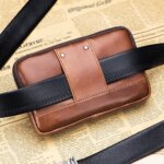 Riñonera de cuero genuino para hombre, bolsa de teléfono multifuncional de cuero de vaca, se puede usar con un gancho para el cinturón - Imagen 2