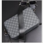 Bolso cruzado a cuadros de lujo para hombre, bolsos de hombro cuadrados de diseño a la moda para hombre, bolsos cruzados con doble capa, bolso para hombre - Imagen 6