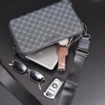 Bolso cruzado a cuadros de lujo para hombre, bolsos de hombro cuadrados de diseño a la moda para hombre, bolsos cruzados con doble capa, bolso para hombre - Imagen 4