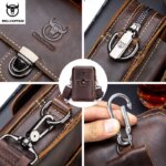 BULLCAPTAIN, riñonera de cuero Crazy Horse para hombre, bolsa para teléfono, riñonera pequeña para hombre, bolso con cinturón para el pecho, mochila YB075 - Imagen 5