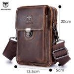 BULLCAPTAIN, riñonera de cuero Crazy Horse para hombre, bolsa para teléfono, riñonera pequeña para hombre, bolso con cinturón para el pecho, mochila YB075 - Imagen 6