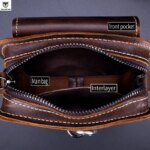 BULLCAPTAIN, riñonera de cuero Crazy Horse para hombre, bolsa para teléfono, riñonera pequeña para hombre, bolso con cinturón para el pecho, mochila YB075 - Imagen 4