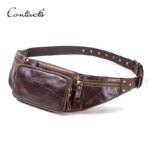 Riñonera de cuero de vaca CONTACT'S para hombre, nuevo riñonera pequeña informal, riñonera masculina para teléfono móvil y tarjetas de crédito, bolsa de viaje para el pecho - Imagen 2