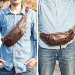 Riñonera de cuero de vaca CONTACT'S para hombre, nuevo riñonera pequeña informal, riñonera masculina para teléfono móvil y tarjetas de crédito, bolsa de viaje para el pecho - Imagen 5