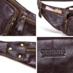 Riñonera de cuero de vaca CONTACT'S para hombre, nuevo riñonera pequeña informal, riñonera masculina para teléfono móvil y tarjetas de crédito, bolsa de viaje para el pecho - Imagen 6