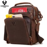 HUMERPAUL, Bolso de hombro de cuero genuino para Hombre, bolsos cruzados Vintage, Bolso de mano de mensajero para hombre de gran capacidad, Bolso de viaje para Hombres