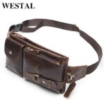 WESTAL  riñonera hombre  bolso de cintura Fanny Hombres de La Moda de Cuero Genuino de la bolsa Bolso riñonera deporte funda movil cinturon mochila bandolera cruzada hombre bolso de pierna para hombre mensajero Bolsas