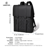 LANGYUN Mochila de Hombre de Cuero PU Impermeable de Alta Calidad, Bolsos para Portátil de 15.6 Pulgadas, Gran Capacidad, Multifuncional - Imagen 4