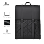 LANGYUN Mochila de Hombre de Cuero PU Impermeable de Alta Calidad, Bolsos para Portátil de 15.6 Pulgadas, Gran Capacidad, Multifuncional - Imagen 2