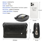 Bolso de mano de cuero genuino de CONTACT'S para hombre, diseño de contraseña, cartera de mano informal, bolso largo para hombre, bolso de gran capacidad Engrvaing - Imagen 4