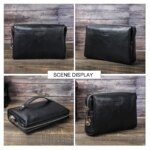 Bolso de mano de cuero genuino de CONTACT'S para hombre, diseño de contraseña, cartera de mano informal, bolso largo para hombre, bolso de gran capacidad Engrvaing - Imagen 3