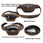 Riñoneras de cuero genuino de CONTACT'S, riñonera de cuero Crazy Horse para hombre, bolso cruzado, bolso de viaje para iPad Mini de 8,3" - Imagen 5