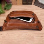 Riñoneras de cuero genuino para hombre, bandoleras de pecho, estilo casual y retro, riñoneras cruzadas de cuero vacuno auténtico, riñoneras con cinturón para la cadera. - Imagen 5