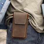 RIYAO-riñonera Vintage para hombre, bolso grande para teléfono móvil, carcasa gruesa de cuero genuino, con funda protectora y soporte de bolsillo - Imagen 6