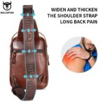 BULLCAPTAIN, bolso de pecho de cuero genuino para hombre, bolso informal Retro para teléfono móvil de 7,9 pulgadas, bolso cruzado antirrobo multifuncional - Imagen 2