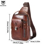 BULLCAPTAIN, bolso de pecho de cuero genuino para hombre, bolso informal Retro para teléfono móvil de 7,9 pulgadas, bolso cruzado antirrobo multifuncional - Imagen 3