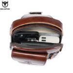 BULLCAPTAIN, bolso de pecho de cuero genuino para hombre, bolso informal Retro para teléfono móvil de 7,9 pulgadas, bolso cruzado antirrobo multifuncional - Imagen 4