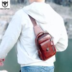 BULLCAPTAIN, bolso de pecho de cuero genuino para hombre, bolso informal Retro para teléfono móvil de 7,9 pulgadas, bolso cruzado antirrobo multifuncional - Imagen 6