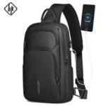 Bolso cruzado de negocios HK, bolsos de hombro impermeables para hombre, paquete de pecho con puerto USB, bolso lateral Oxford grande para hombre, bolso de ocio