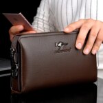 Nuevo Bolso de Mano de Lujo para Hombre, Cartera Larga de Cuero con Contraseña, Monedero, Bolso de Negocios, Cartera de Muñeca, Cartera para Teléfono, Bolsos Casuales Prácticos para Hombre - Imagen 2