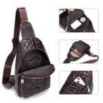 SCHLATUM Bolso de Pecho de Cuero Genuino para Hombre, Diseño Vintage con Patrón de Cocodrilo, Bolso Cruzado de Lujo para Viaje, Multifuncional - Imagen 3
