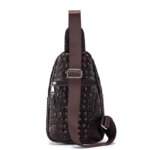 SCHLATUM Bolso de Pecho de Cuero Genuino para Hombre, Diseño Vintage con Patrón de Cocodrilo, Bolso Cruzado de Lujo para Viaje, Multifuncional - Imagen 2