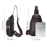 SCHLATUM Bolso de Pecho de Cuero Genuino para Hombre, Diseño Vintage con Patrón de Cocodrilo, Bolso Cruzado de Lujo para Viaje, Multifuncional - Imagen 6