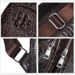 SCHLATUM Bolso de Pecho de Cuero Genuino para Hombre, Diseño Vintage con Patrón de Cocodrilo, Bolso Cruzado de Lujo para Viaje, Multifuncional - Imagen 4
