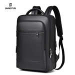 LANGYUN Mochila casual de piel PU impermeable de alta calidad, gran capacidad, multifuncional, para portátil de 15.6 pulgadas
