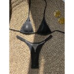 Bikini Mini Tanga Brillante con Pedrería, Traje de Baño de Dos Piezas de Cuero Sintético, Bikini Sexy sin Espalda, Ropa Interior, Accesorios para Mujer 2026 - Imagen 2