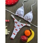 Traje de Baño para Mujer, Bonito Bikini Brasileño con Estampado de Cerezas, Conjunto de Bikini Sexy de Dos Piezas, Traje de Baño para Mujer, Ropa de Playa - Imagen 2