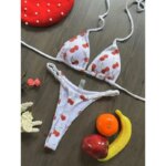 Traje de Baño para Mujer, Bonito Bikini Brasileño con Estampado de Cerezas, Conjunto de Bikini Sexy de Dos Piezas, Traje de Baño para Mujer, Ropa de Playa - Imagen 3