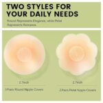 5 Pares de Cubrepezones Reutilizables para Mujer, Adhesivos de Silicona para Pezones, Pétalos Adhesivos Lavables para Sujetador - Imagen 2