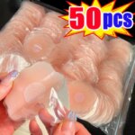 1-50 pares de pétalos de silicona invisibles reutilizables para mujer, cubrepezones autoadhesivos sin tirantes ni espalda, tipo sujetador. - Imagen 2