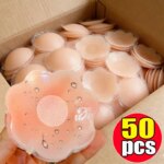 1-50 pares de pétalos de silicona invisibles reutilizables para mujer, cubrepezones autoadhesivos sin tirantes ni espalda, tipo sujetador. - Imagen 3